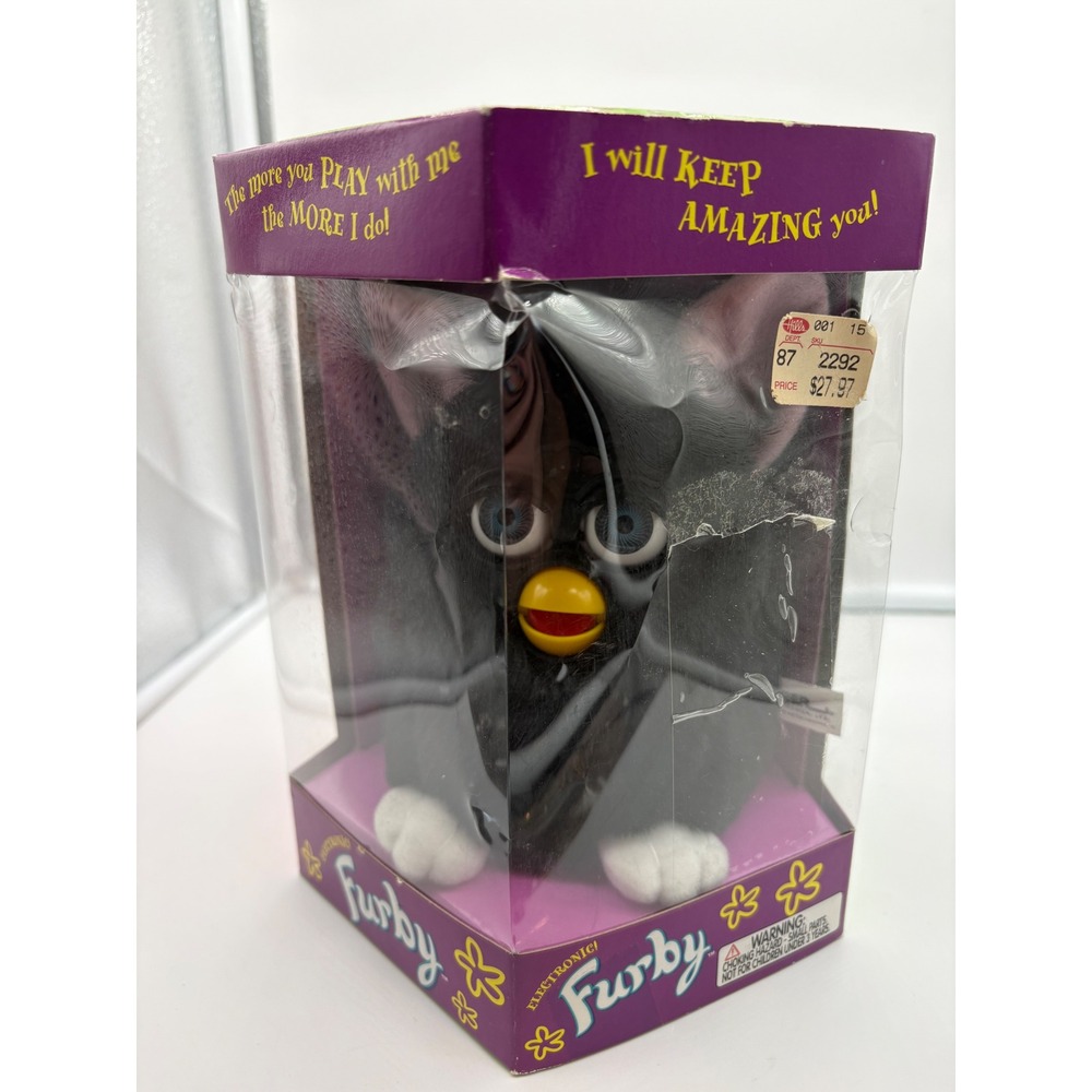 Vintage 1998 Furby Black Model 70-800 Tiger Electronics Gray Eyes New In Box NIB